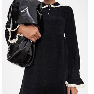 Zara black jewel button chenille knit dress